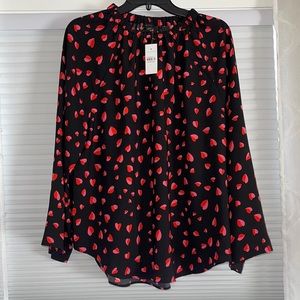 NWT ANN TAYLOR HEART BLOUSE SIZE LARGE